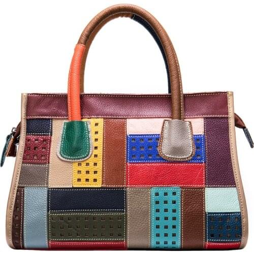 Leather Shoulder Bag Women2020the New Leisure Versatile Handbag Mass Splicing Package Cool Fashion Women Bags