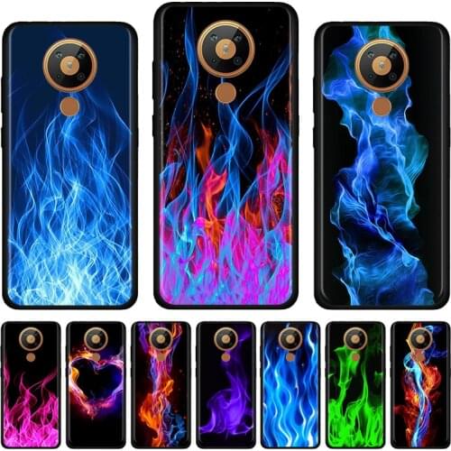 Fashion green flame Black Phone for Nokia 2.4 3.4 C3 C5 Endi C2 tenen tava 2.2 2.3 3.2 4.2 6.2 7.2 1.3 5.3 8.3 Case Shell