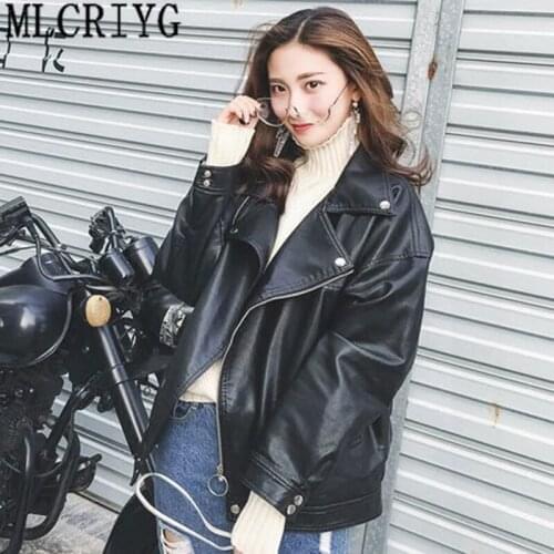 2020 New Fashion Faux Leather Jackets Women Spring Autunm Motorcycle Pu Leather Jacket Female Tops Outerwear High Quality LX91