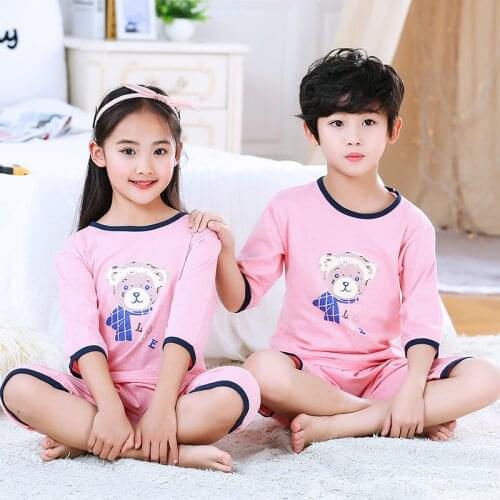 New Summer Kids Pajamas Set Baby Boys Cartoon Short sleeve T-Shirt + Shorts 2pcs Cartoon Pajamas For Girls Teens Sleepwear
