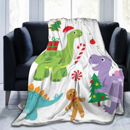 Cute Cartoon Dinosaur Pattern Super Soft Cozy Fleece Blanket For Kid Adult Colorful Summer Winter Family Dropship Throws