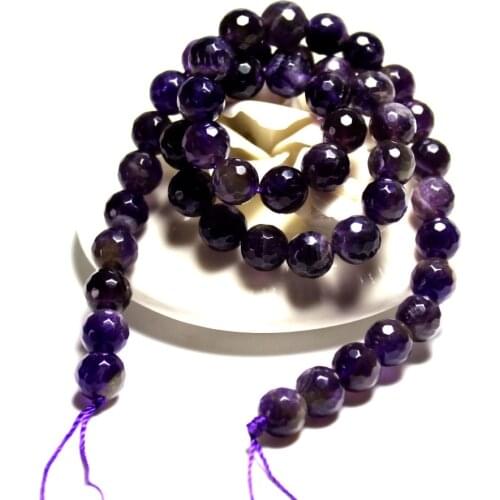 Wholesale AAA+ Faceted Amethysts Deep Purple Natural Stone Beads For Jewelry Making DIY Bracelet 4/ 6/8/10/12 mm Strand 15.5