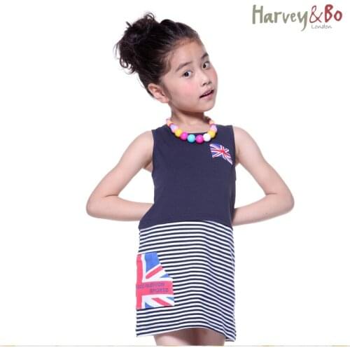 Girls vest dress cotton girl Union jack dresses kids pencil striped a-line dress summer children clothing