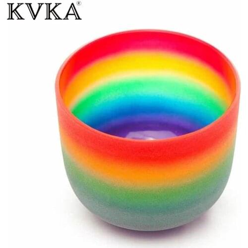6-8 inch Rainbow Colored Crystal Singing Bowl