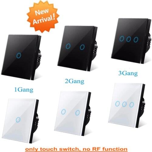 EU Standard Glass Panel Touch Switch Light Switches 220V 1/2/3Gang Smart Switch For Led Light