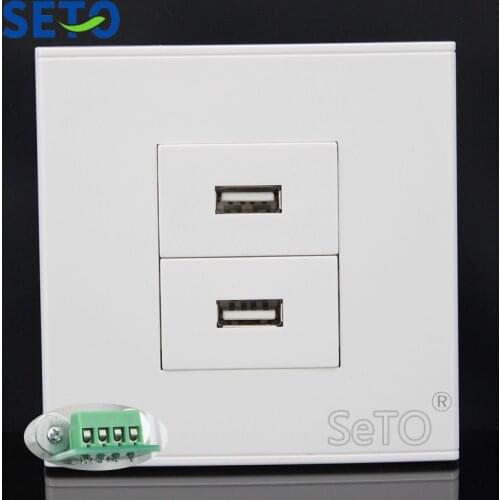 SeTo 86 Type Double Ports USB Connector Panel Wall Plate Socket Keystone Faceplate