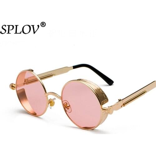 SPLOV Round Steampunk Sunglasses Retro Men Women Designer Spring Style Circle Sun Glasses Vintage Mirrored Driving Eyewear UV400