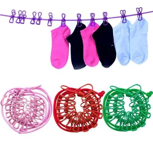 Extensible Travel Portable Clothesline Outdoor Windproof Clothesline Hanger Drying Rack Clothes Hanging Rope 12 Clips