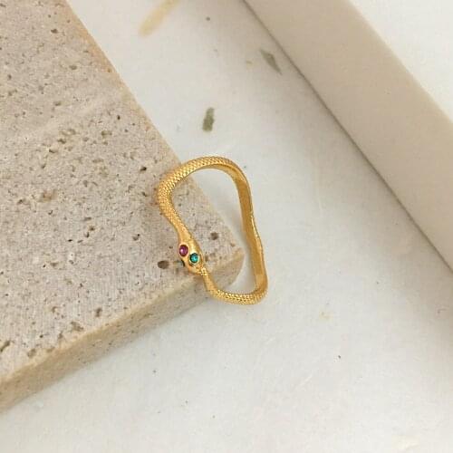 Monlansher Vintage Trendy Curved Gold Color Little snake Ring Gold Color Wave Brass Rings Statement Fashion Finger Rings Jewelry