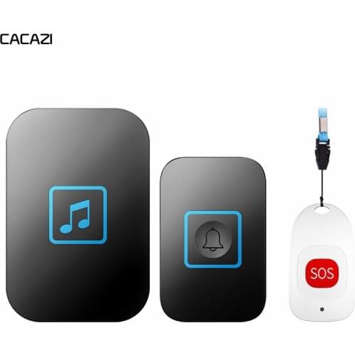 CACAZI Waterproof Smart Home Wireless pager Doorbell Old man Emergency alarm 80m Remote Night light Bell US EU UK Plug SOS Pager