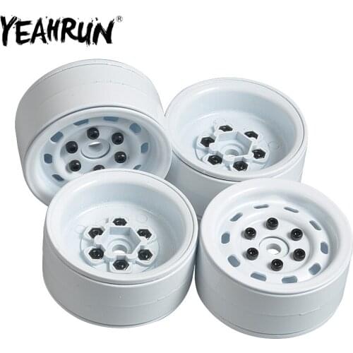YEAHRUN 4Pcs Heavy Duty Metal Alloy 1.9 inch Beadlock Wheel Rims Hubs for 1/10 RC TRX-4 SCX10 II 90046 CC01 F350 D90 90034