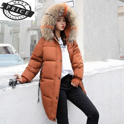 Womens Winter Jacket Thick Down Cotton Warm Clothes Long Coats Female Fur Hooded Outwear Coat Parkas Mujer 2021 LWL1003