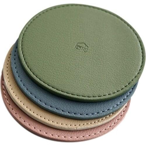 1Pcs Leather Coaster Waterproof Heat Resistant Round Cup Coaster Cup Mat Tableware Insulation Mat Bowl Placemat Home Decor