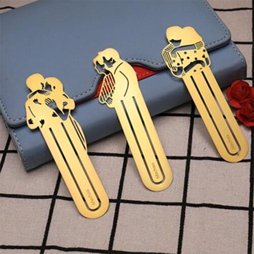 3PCS Hug Record Love Metal Bookmarks Souvenirs Wedding Gift Couple Bookmarks JR Deals