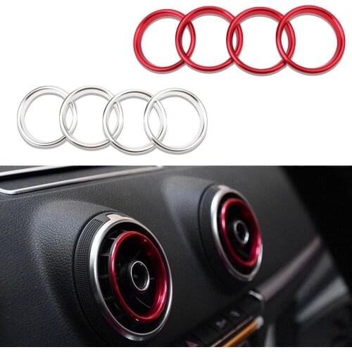 4Pcs Aluminum alloy AC Air Condition Vent Outlet Plug Inner Decoration Ring Trim Cover Fit for Audi A3 8V 2012-2018 Q2 2017-2018