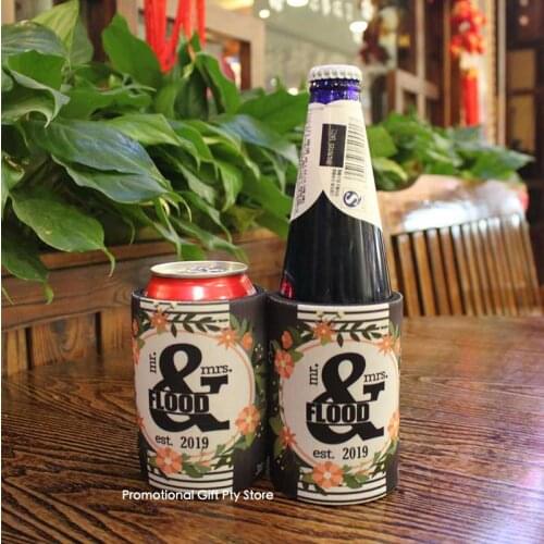 50pcs/lot Custom Logo Neoprene Stubby Holder Beer Can Cooler Sleeve Wedding Party Decoration Cheap Bottle Beer Can Holder Gifts