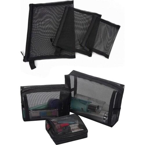 6 Pcs Zipper Mesh Bags, Pack Of 3 (S/M/L), Beauty Makeup Cosmetic Accessories Organizer, Travel Toiletry Kit Set Storage Pouch