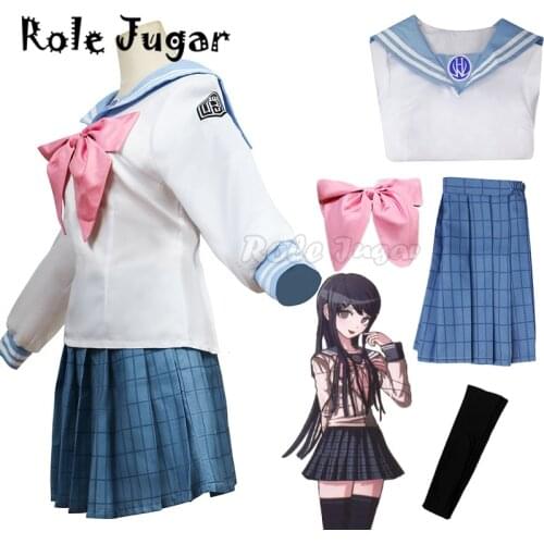 Anime Dangan Ronpa Sayaka Maizono Danganronpa Cosplay Costume Adult Women Outfits Girl Sailor Suit Skirt Bow-Tie Sock Halloween
