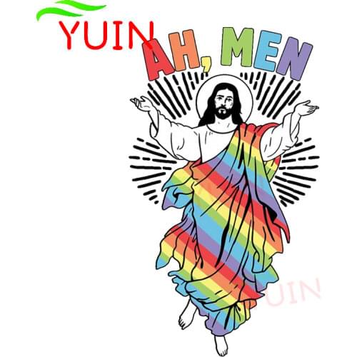 Car Sticker Funny Ah Men GAY Jesus Decals Fashion PVC Bumper Window Decoration Motorcycle Waterproof High Quality Decal 15*9cm