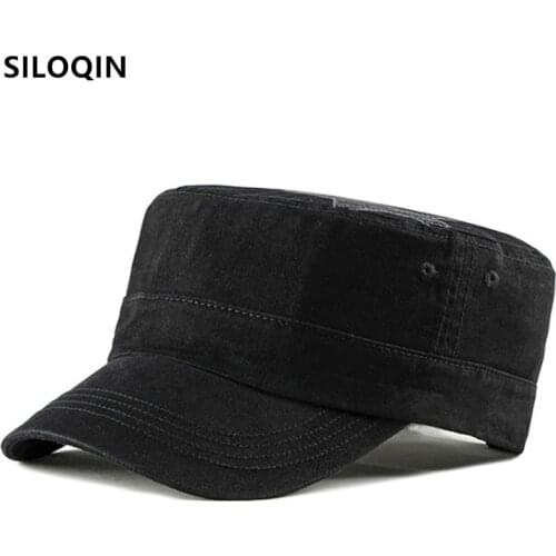 SILOQIN Snapback Cap Adjustable Size Mens Navy Military Hats New Casual Cotton Hat Men Flat Cap Sports Caps Male Bone Dads Hat