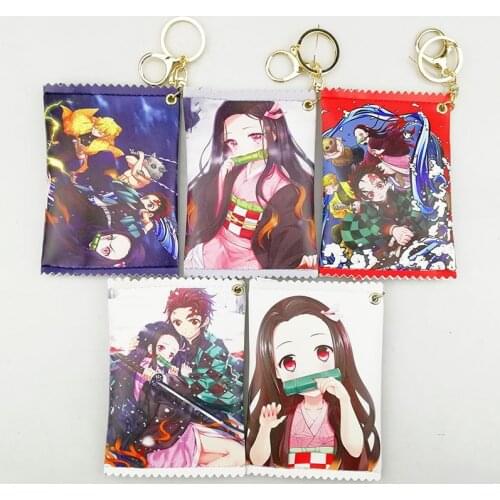 20pcs Demon Slayer: Kimetsu no Yaiba Keychain Kamado Tanjirou Key Holder Bag Shape Agatsuma Zenitsu Cartoon Figure Keychain Gift