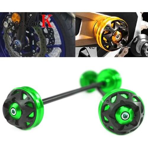 For KAWASAKI Ninja250 Ninja300 Z125 Z250 Z300 ZX250R ZX300R Motorcycle Front & Rear Wheel Fork Axle Sliders Cap Crash Protector