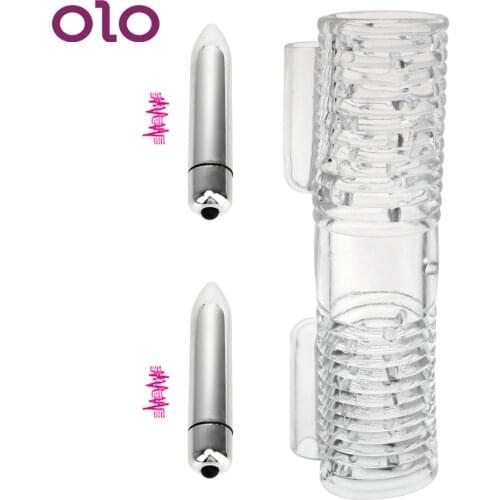 OLO Transparent Vagina Male Masturbator Penis Massager with 2 Caps Masturbation Cup Double Stroker Sex Toys for Men