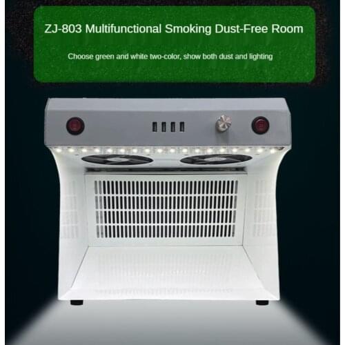 Green&White Light Dust Free Working Room 4 USB 5V-3A Anti Dust Working Bench Double Fan Adjustable Wind Clean Room Rear Smoking