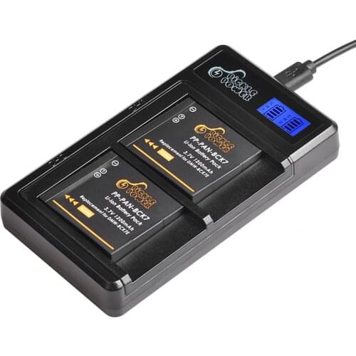 DMW-BCK7PP NCA-YN101G BCK7 BCK7E Battery and LCD Dual USB Charger for Panasonic Lumix DMC-FP5 DMC-FP7 DMC-FH2 DMC-FH5 FH24