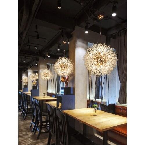 Crystal Dandelion Led Chandelier Light for Restaurant Clothing Barber Shop Cloakroom Bedroom Creative Spark Ball Pendant Lamp