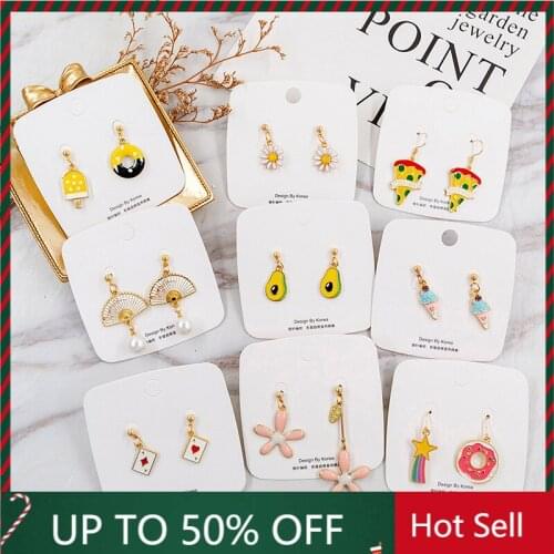 Needle Stud Earrings Dongdaemun Creative Fashion Cartoon Earrings Simple Wild Student Earrings for Women Jewelry