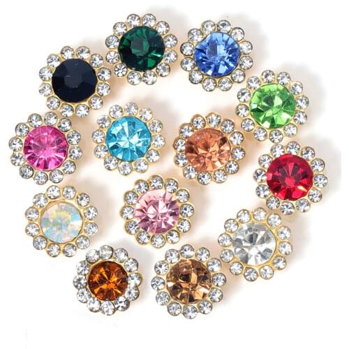 200pcs Round Flower Shape Claw Cup Rhinestones with Golden Bottom Glue On Rhinestones in Bulk Package for DIY Wedding Dress A35