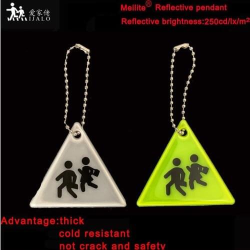 Meilite Reflexite material 250 candle lights Triangle walkway soft pvc reflector Reflective keychain bag pendant accessori