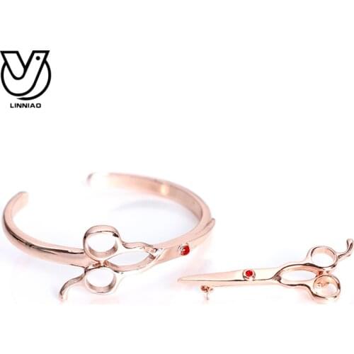 Fashion Barber Zinc alloy Bracelets & Bangles For Professional Hairdresser Designer Women Scissor Shape Bracelets 1 set