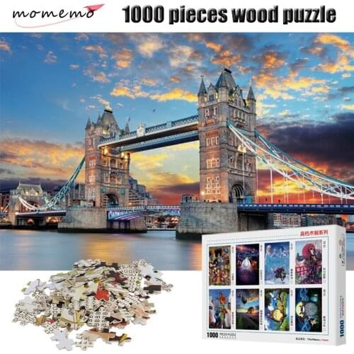 MOMEMO Tower Bridge of London Wooden Puzzle Adults Children Assembling Puzzles Game 1000 Pieces Jigsaw Puzzle Toys Box Packing