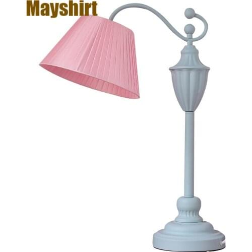 Pink Fabric Lampshade Table Lamps for Bedroom Lamp Modern Living Room Bedside Lamp Children Kids Nightstand Desk Lamp Home Decor