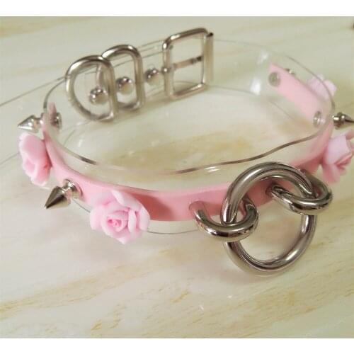 New Fashion Sexy Harajuku Leather Punk Choker Necklace Flower O-Round Rivets Collar handmade goth torque hot rock