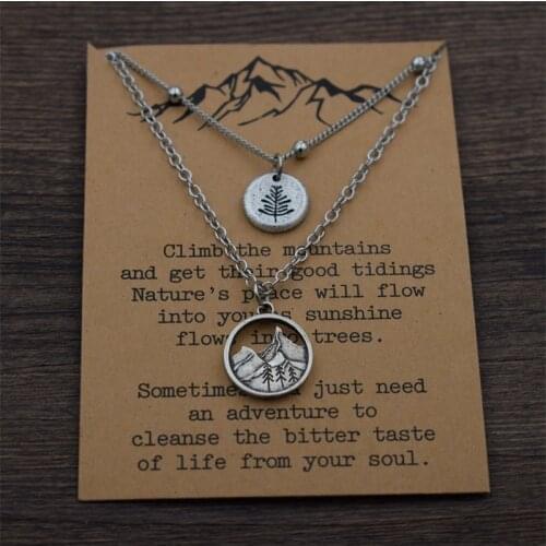 SanLan layed Pine Tree Necklace mountain camping jewelry