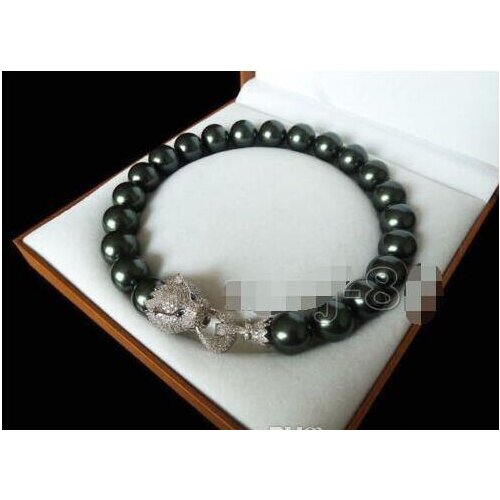 Stunning 18mm natural tahitian black shell pearl necklace 18inch dragon clasp +box>>> women jewerly Free shipping