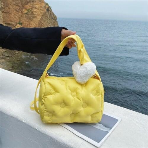 Casual Square Space Padded Women Shoulder Bags Designer Quilted Handbags Nylon Crossbody Bag Down Cotton Small Tote Pillow Purse