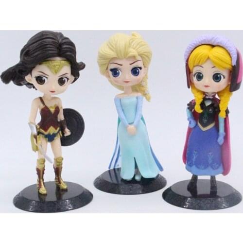 Elsa Anna Wonder Woman Qposket Cute PVC Figure Dolls Toys for Decoration 15cm