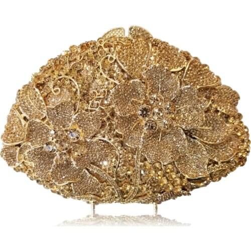 Silver And Gold Metal Crystal Women Party Purse Fashion Rhinestone Women Evening Clutches Bags Wedding Handbags Bridal Clutch