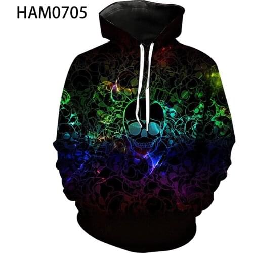 Satan skeleton 2021 popular 3D printing creative loose spring and autumn Hoodie Boys and girls hip hop street fashion Sweatshirt