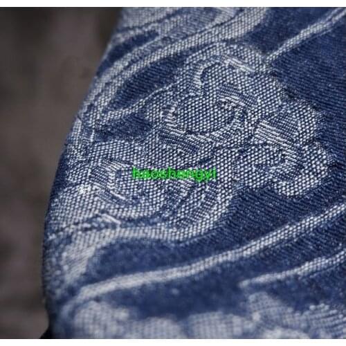 Xiangyun pattern washed denim fabric, diy jacquard texture designer garment fabric/half price