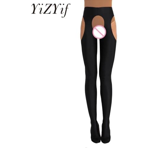 YiZYiF 2021 Womens Lingerie Hollow Out Open Crotch Long Stockings Full-footed Stretchy Suspender Pantyhose Tights Bodystocking