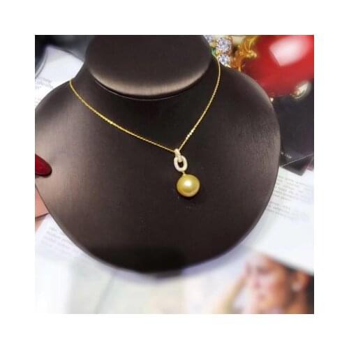 MADALENA SARARA 10-11mm Saltwater Natural Southsea Gold Pearl 18K Pendant Women Necklace Au750 Made