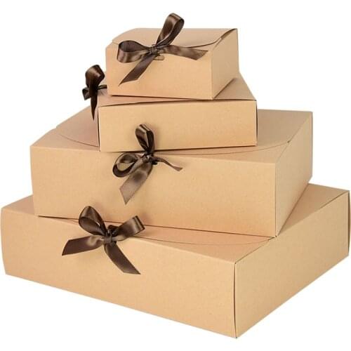 1pc Kraft White Black Gift Box Kraft Paper Packaging Boxes Candy Box for Wedding Birthday Chocolate Event Party Decor Supplies