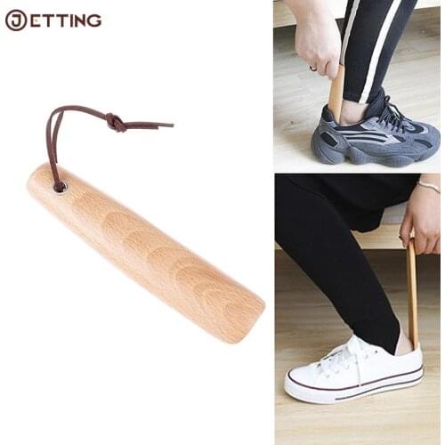 1PCS Short Flexible Unisex Wood Horn Spoon Shape Shoehorn Long Handle Shoe Horns Wood Horn Spoon Shape Shoehorn