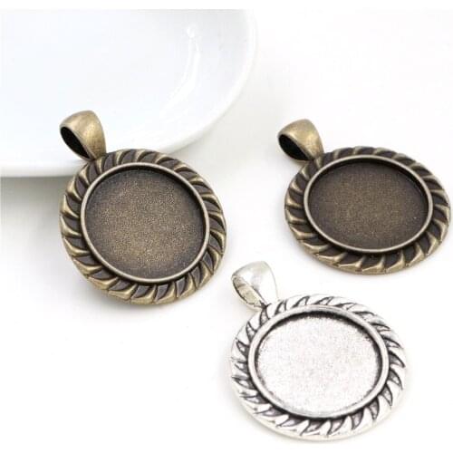 5pcs 20mm Inner Size Antique Silver Plated And Bronze Classic Style Cabochon Base Setting Charms Pendant