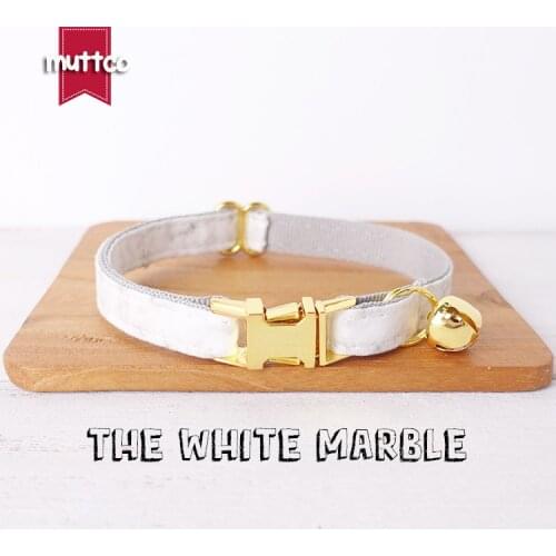 10pcs/lot MUTTCO retail with platinum high quality buckle collar for cat THE WHITE MARBLE design cat collar 2 sizes UCC085B
